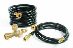 Camco Propane Brass 4 Port Tee- Comes with 5ft and 12ft Hose