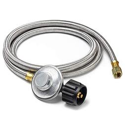 X Home 6 Feet Braided Propane Regulator with Hose Stainless 