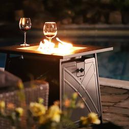Gas Table Square Fireplace Blue Glass